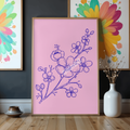 digital download-Pink Cherry Blossom Sketch Floral Art Print (16x20", 4:5 Ratio)