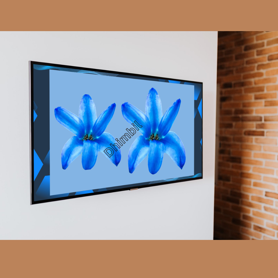 digital download-Blue Lily Futuristic Hexagon Art Print (36x24", 3:2 Ratio)