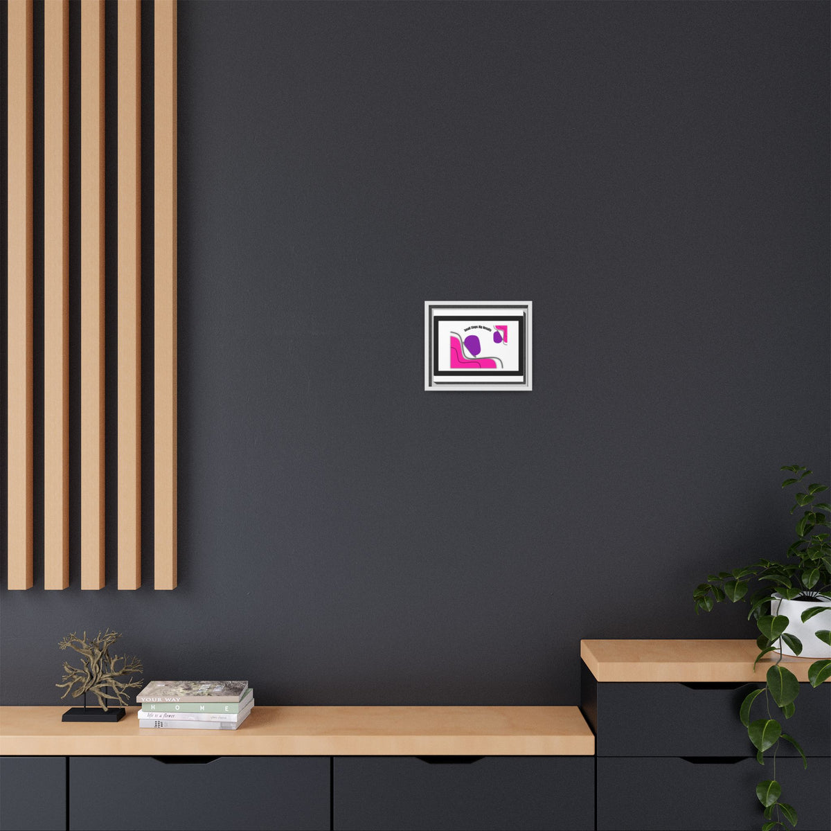 Matte Framed Canvas - "Small Steps Big Results" Abstract Pink & Purple Wall Art