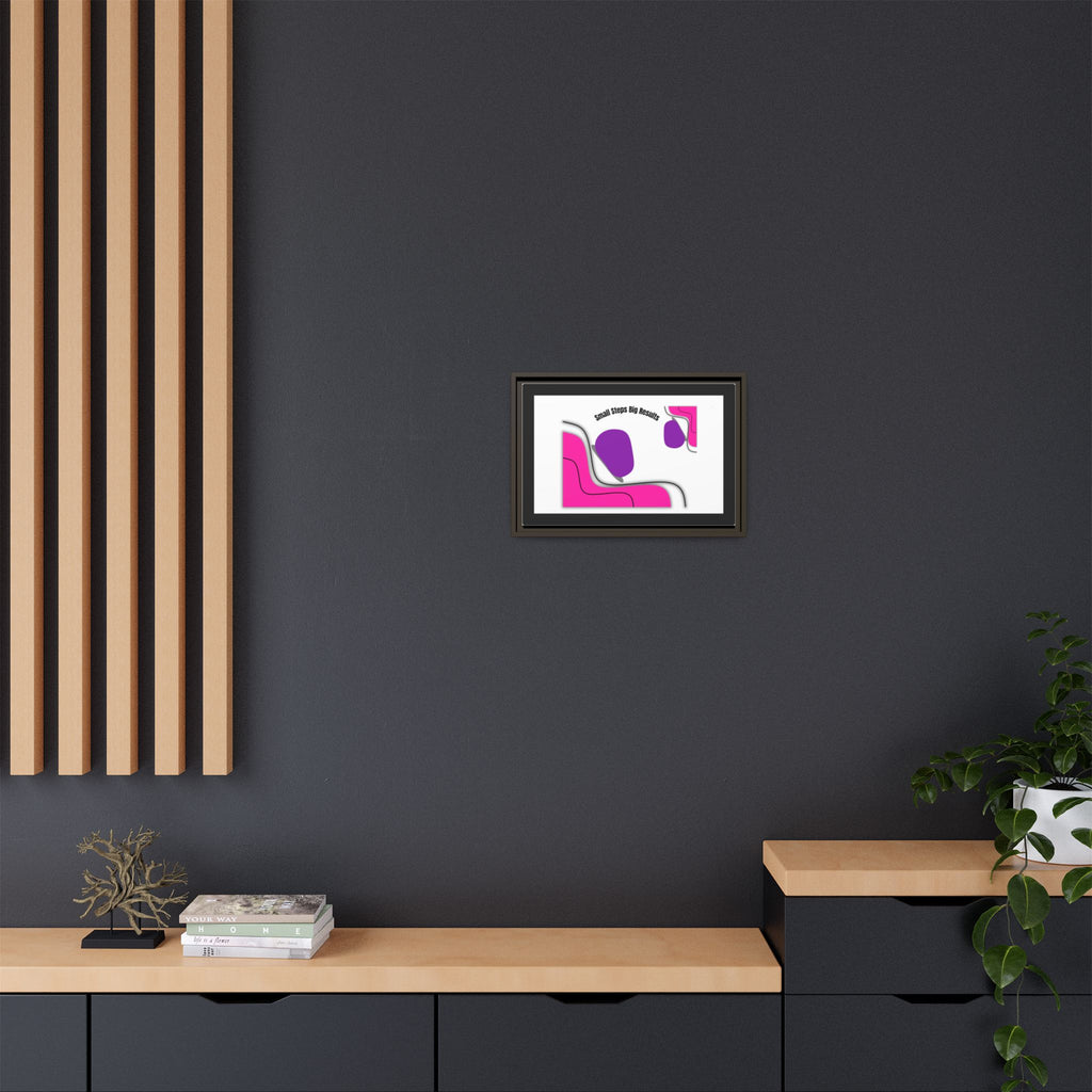 Matte Framed Canvas - "Small Steps Big Results" Abstract Pink & Purple Wall Art
