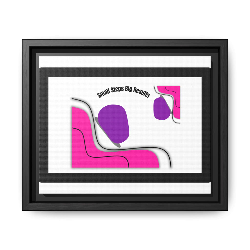 Matte Framed Canvas - "Small Steps Big Results" Abstract Pink & Purple Wall Art