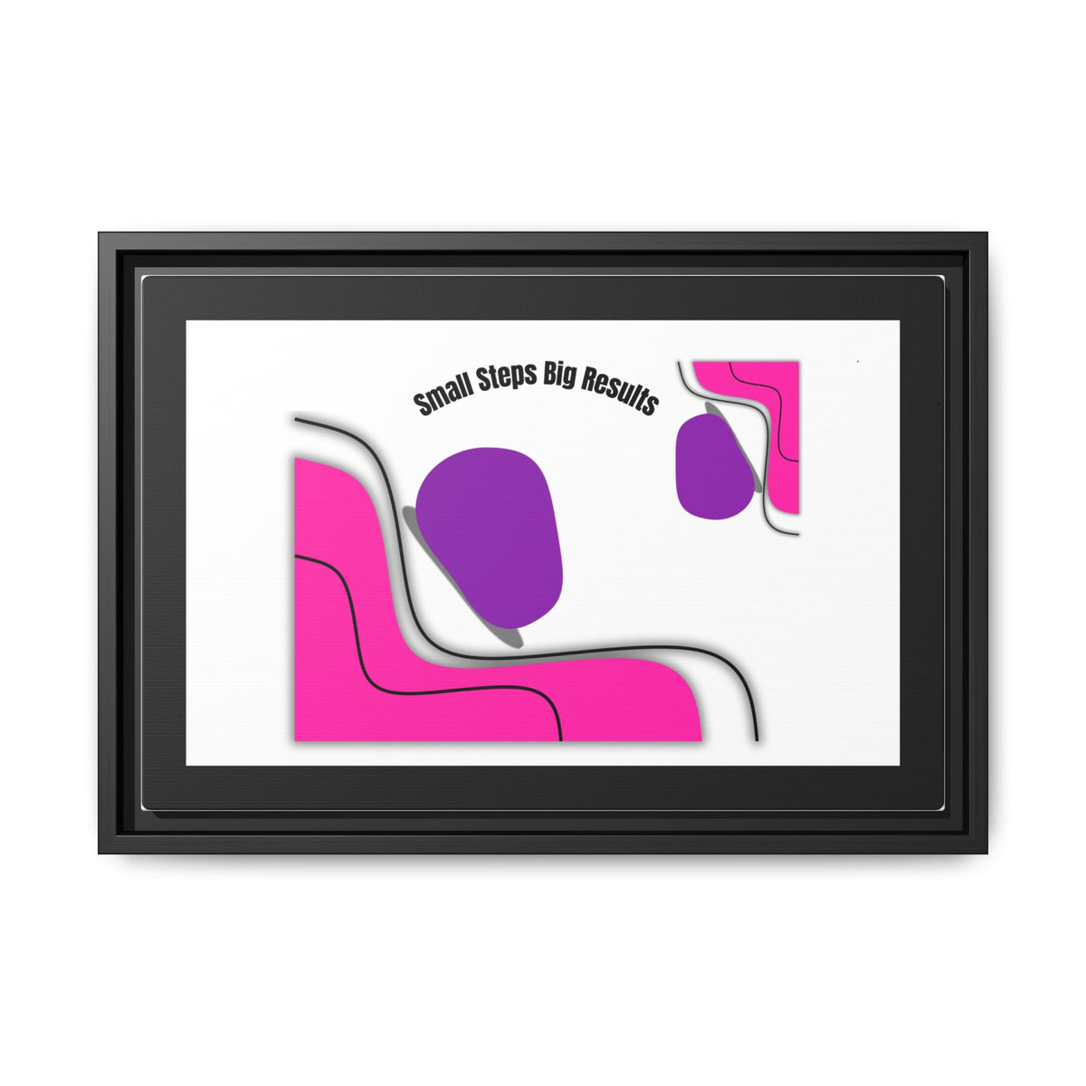 Matte Framed Canvas - "Small Steps Big Results" Abstract Pink & Purple Wall Art