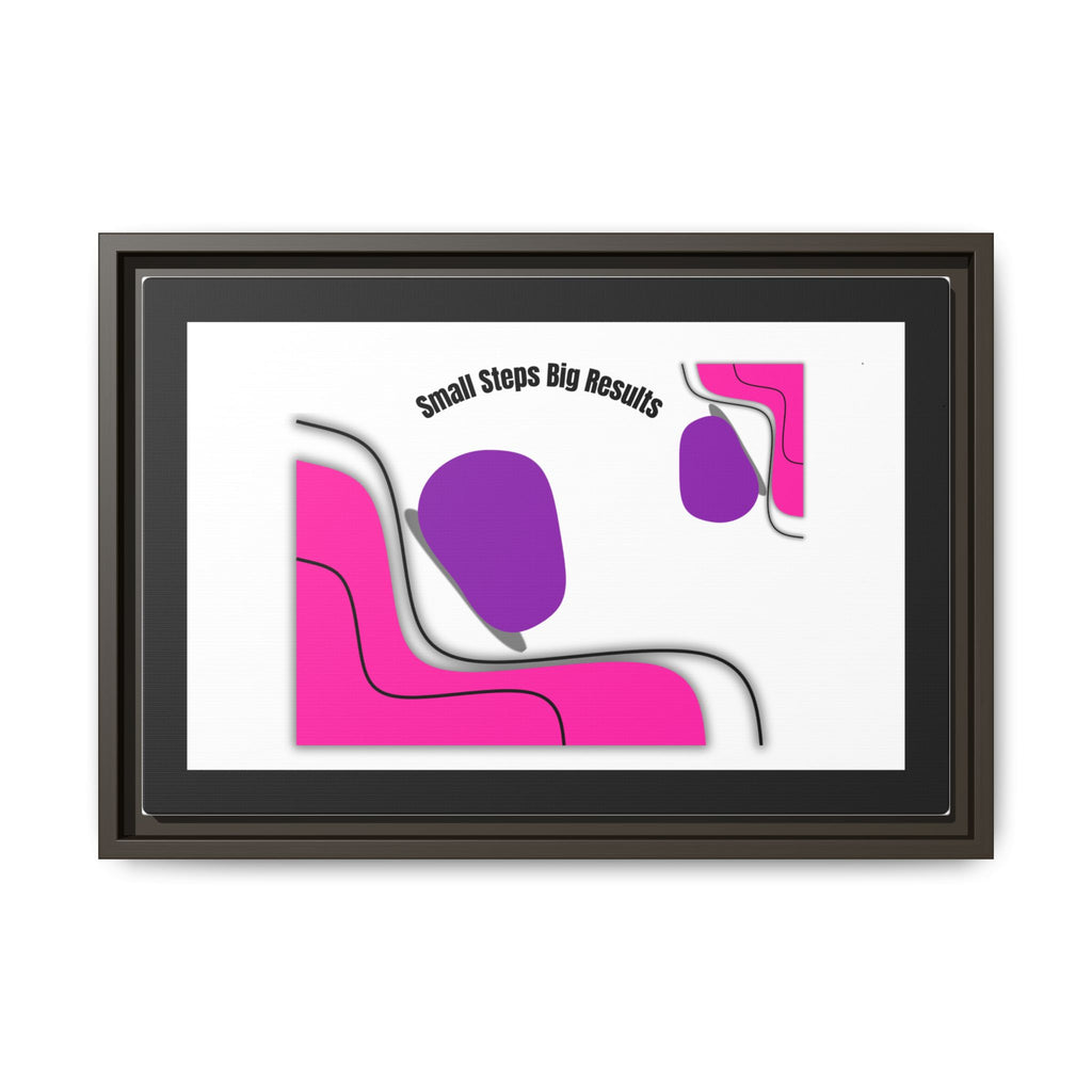 Matte Framed Canvas - "Small Steps Big Results" Abstract Pink & Purple Wall Art