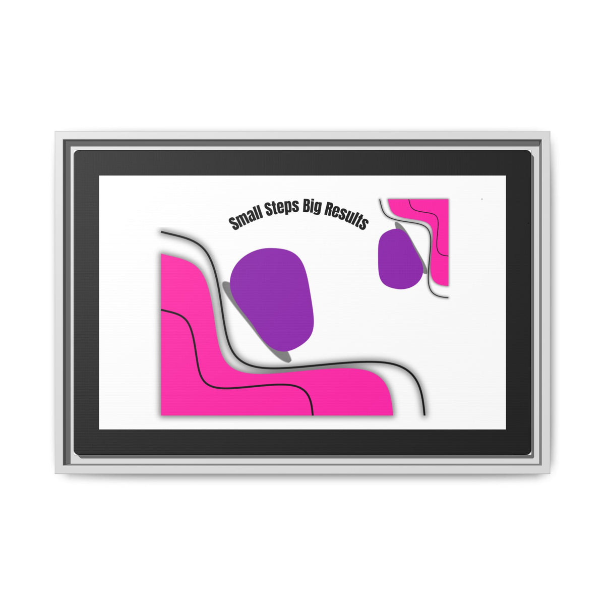 Matte Framed Canvas - "Small Steps Big Results" Abstract Pink & Purple Wall Art