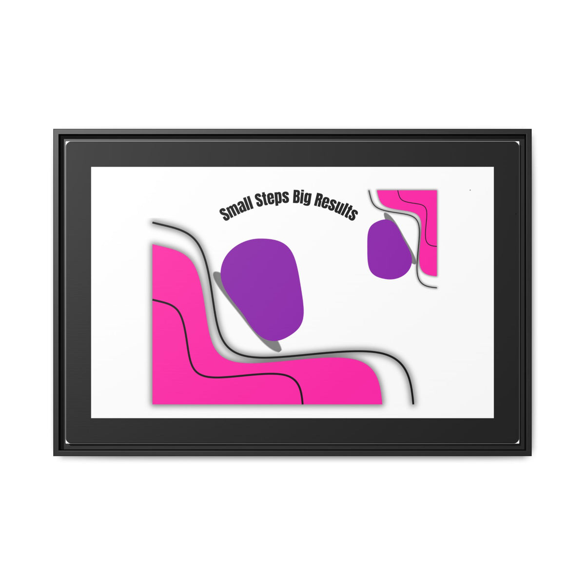 Matte Framed Canvas - "Small Steps Big Results" Abstract Pink & Purple Wall Art