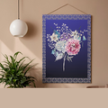 digital download-Blue Botanical Bordered Floral Art Print (16x20", 4:5 Ratio)