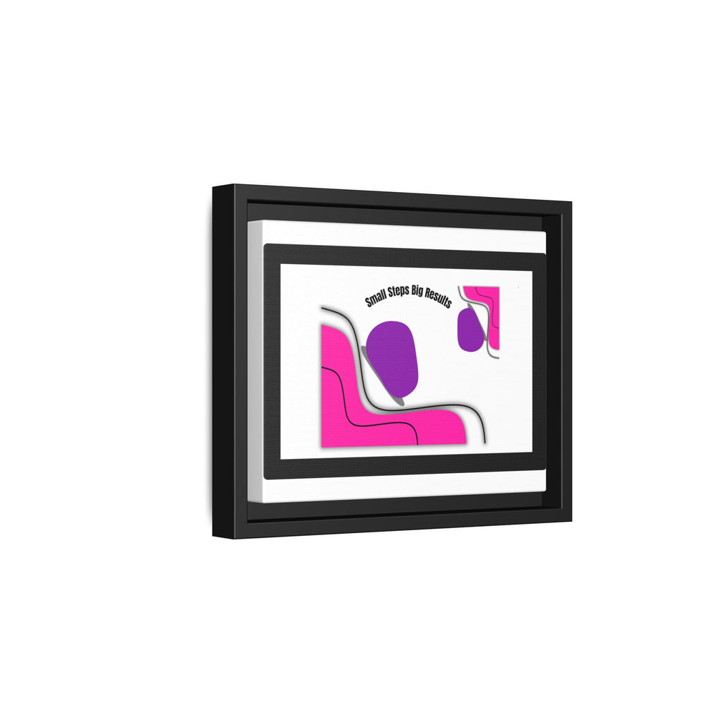 Matte Framed Canvas - "Small Steps Big Results" Abstract Pink & Purple Wall Art