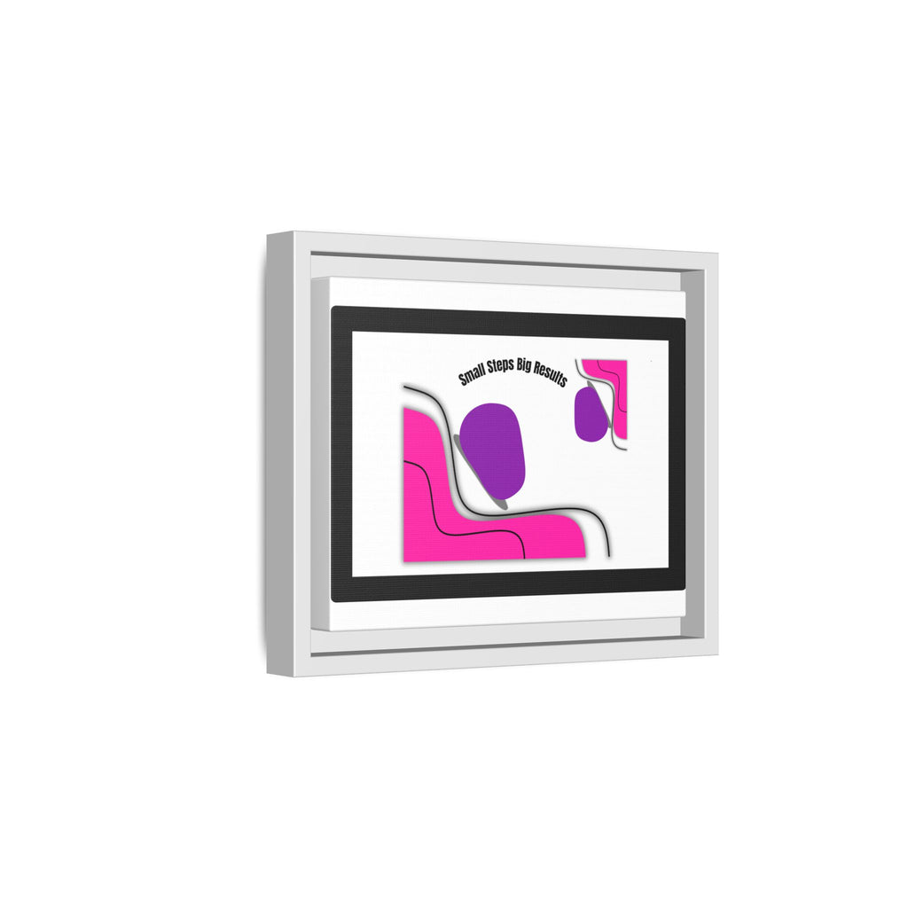 Matte Framed Canvas - "Small Steps Big Results" Abstract Pink & Purple Wall Art