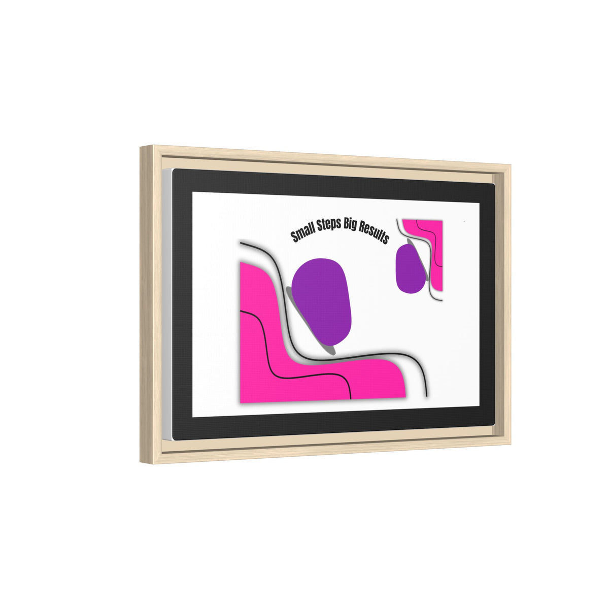 Matte Framed Canvas - "Small Steps Big Results" Abstract Pink & Purple Wall Art