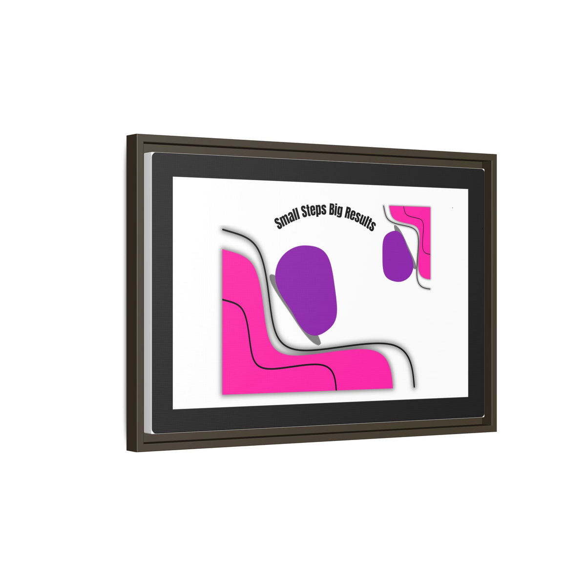 Matte Framed Canvas - "Small Steps Big Results" Abstract Pink & Purple Wall Art