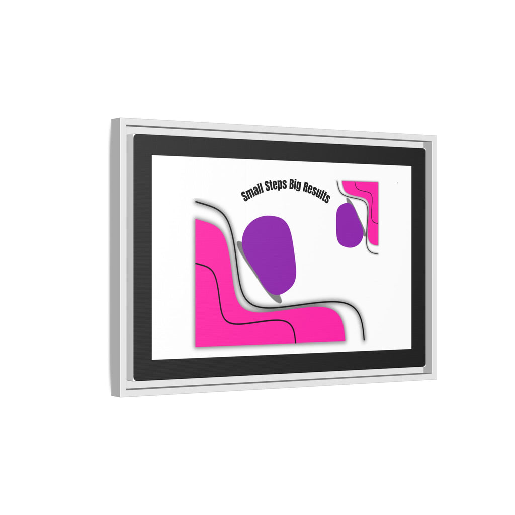 Matte Framed Canvas - "Small Steps Big Results" Abstract Pink & Purple Wall Art