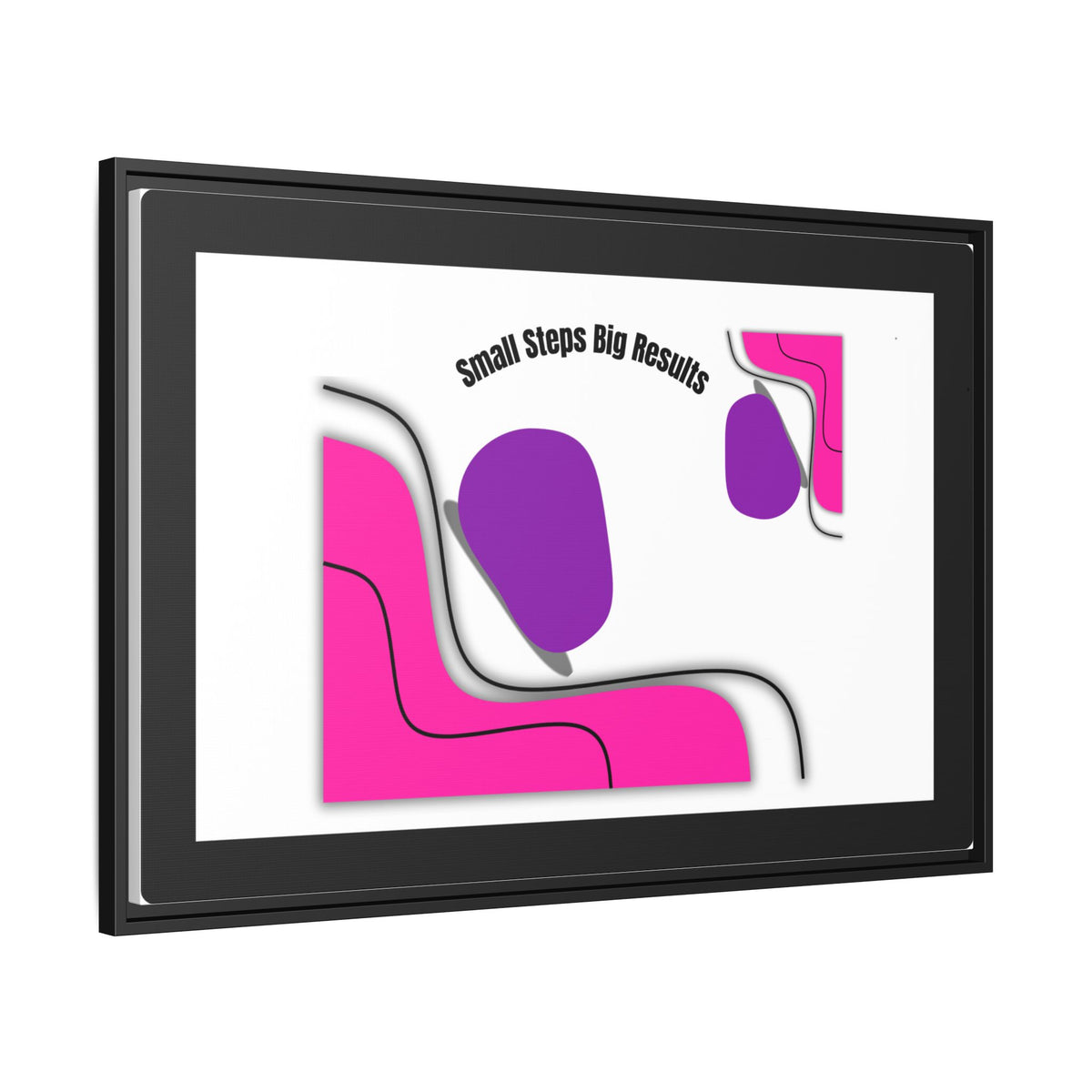 Matte Framed Canvas - "Small Steps Big Results" Abstract Pink & Purple Wall Art