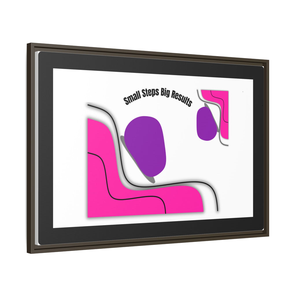 Matte Framed Canvas - "Small Steps Big Results" Abstract Pink & Purple Wall Art
